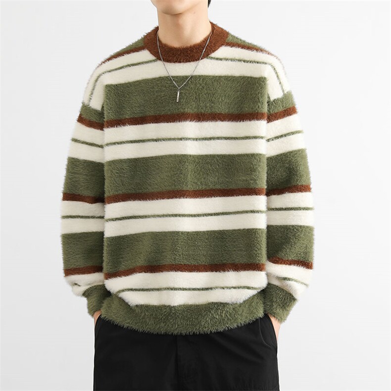 港风休闲条纹毛线衫青少年秋冬潮牌针织衫MY24906P70，男装针织衫/毛衣，星座914