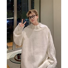 拉链拼接毛衣男冬季设计感小众针织衫秋冬款半高领外套ME1107，男装针织衫/毛衣，星座1116A-1（原606A）