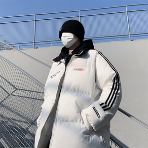 F42-P100 冬季新款宽松面包服潮美式条纹棉服男加厚棉袄外套图片