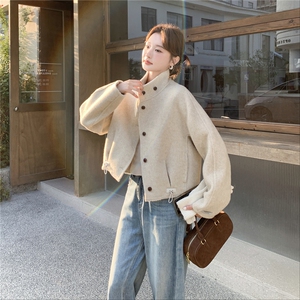 洋气时髦短款毛呢外套女2025秋冬季新款韩版显瘦气质双面羊毛上衣图片