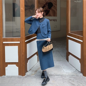 2025冬季女装女士精品套装工作制服时尚套装毛呢两件套图片