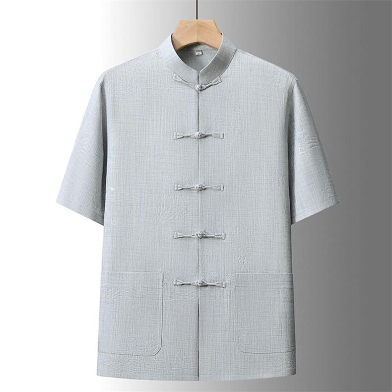 夏季风唐装中年短袖衬衫套装男士太极服宽松套装TR88606-P115,男装衬衫,星座1105-3