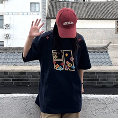 万针全刺绣工艺高品质260克双纱纯棉美式高街短袖T恤特P33，男装T恤，电商A486