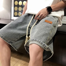 港风复古织带牛仔短裤男夏季休闲潮流百搭五分裤N31310B-1-P40，男装牛仔裤，星座310B-1