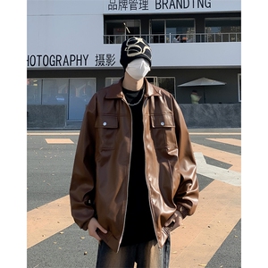 高品质春款男PU皮衣休闲皮夹克工装大口袋外套J17 P70图片