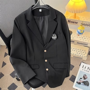 港风秋款男西服单排扣徽章夹克外套大码S-5XL JK0109 P62图片