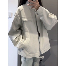 美式复古工装外套男女春秋新款百搭宽松情侣夹克上衣LJK89688-p78，男装夹克，星座1008