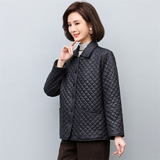 时尚菱形格轻薄棉衣女款显瘦保暖外套，女装棉衣/棉服，鑫鑫格
