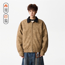 加绒扎染皮衣宽松夹克百搭保暖棉衣外套男女D54115-TP90168，男装夹克，电商A102