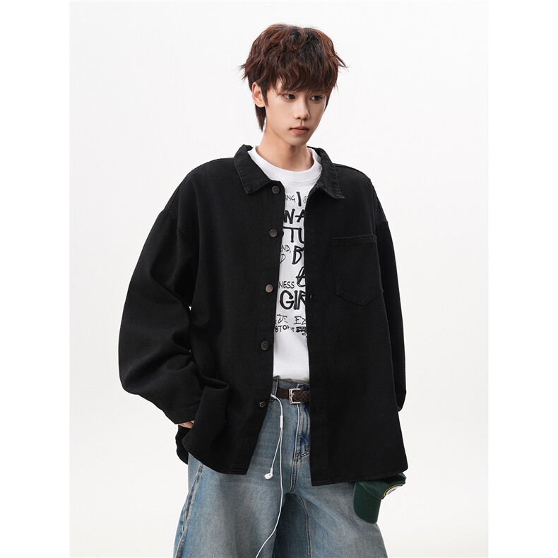 8XL-M 特大码牛仔衬衫宽松浅蓝色牛仔外套男休闲衬衫CS502P68控88图片