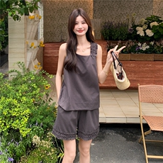 俏皮减龄休闲背心短裤套装女夏2025新款小个子两件套今年流行爆款，女装套装/套裙，2C135