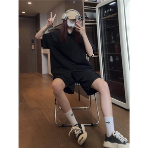 松弛感衬衫套装中性风夏新款气质慵懒高级简约短裤两件套TZ07/P70图片