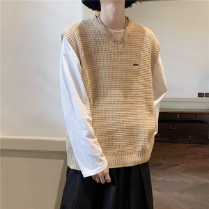 原宿秋季纯色马甲男百搭潮新款背心毛衣R0127P36图片