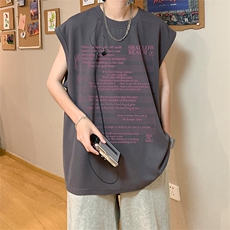 直播品质重磅纯棉220克美式印花宽松背心男女无袖t恤潮BX399P25，男装T恤，电商A486