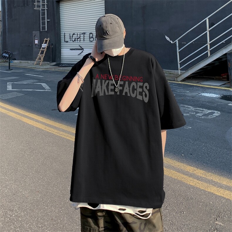 XZ517A-BK3005-P28大码男装2023涂鸦简约潮流情侣T，男装T恤，星座517A