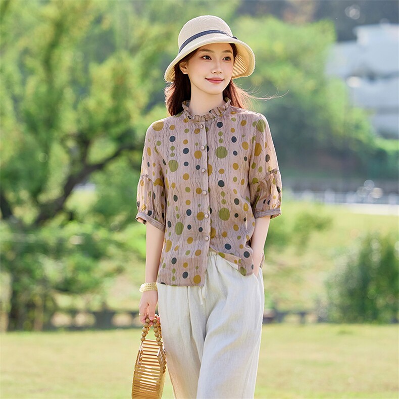 2026年夏季女短袖宽松亲肤透气常规,女装衬衫,江南依恋