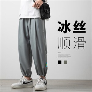 2023夏季新款男士薄款冰丝裤垂感空调裤学生百搭九分裤K2050P35图片