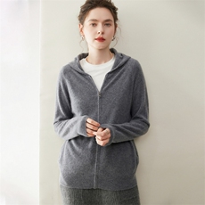 2025年秋季新款百搭女士一线lp拉链连帽开衫，女装羊绒衫，纳丰羊绒