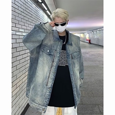 美式水洗牛仔夹克男女ins潮牌小众垫肩设计百搭外套JW053，男装夹克，星座1116A-1（原606A）