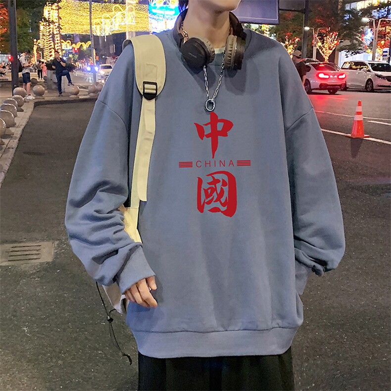 S6198-P28 加绒款-P33 秋季圆领卫衣男大码韩版宽松长袖外套图片