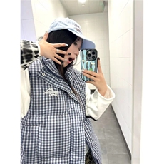 色织格子刺绣立领门禁款棉衣棉服马甲外套男女同款网络图，男装背心/马甲，星座410-6（原星座1304-1）