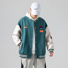 2022热销拼接呢料大码夹克无影墙休闲boy贴布标棒球服J6720-P85，男装夹克，电商A082