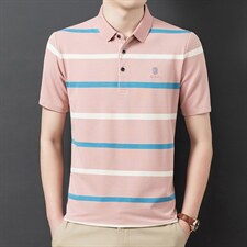 2023夏季新款中青年男士翻领条纹POLO上衣宽松打底衫男装休闲体恤，男装T恤，电商B212（原钱塘6029）