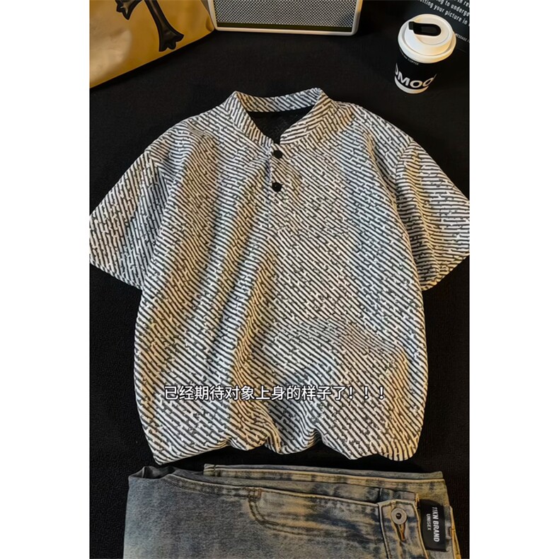 HT251058改短港风切片大码立领短袖T恤M-5XHT26212-特P14，男装T恤，电商A022