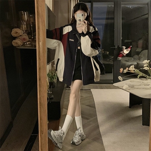 C968-P115 美式复古运动夹克休闲外套男女春季2025新款撞色上衣图片