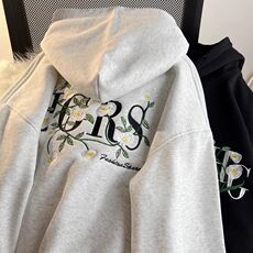 5491-P57前后立体绣花~潮重磅休闲连帽卫衣薄款/加绒，女装卫衣/绒衫，星座617A-2