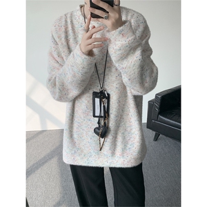 WY10156-特批40控78新款圆领简约套头宽松大码卫衣糯米衣服男