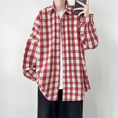 现货红色格子衬衫男KD554-P40，男装衬衫，电商D312-1