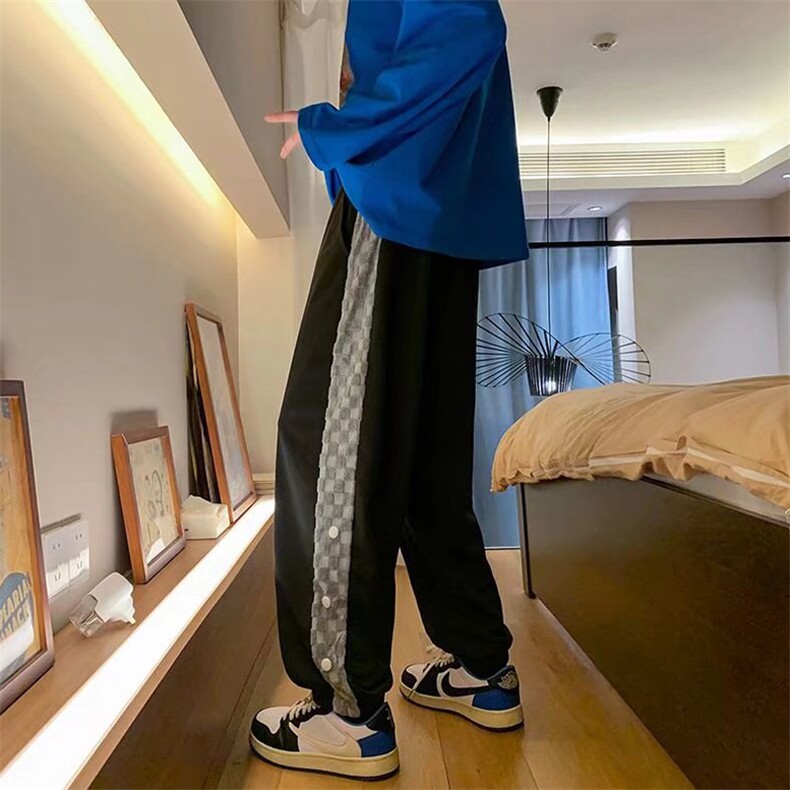 男青春流行宽松运动裤潮休闲裤原版纯棉侧条纽扣A510P33,男装休闲裤,星座1116-2