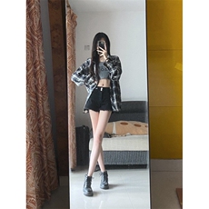 V3211HH-P38美式复古cleanfit藏青色格子衬衫男美式衬衣外套春季，男装衬衫，星座1007（原301D）