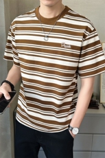 短袖t恤男21025新款夏季圆领条纹冰感透气打底衫C317-8073-P55，男装T恤，电商C317
