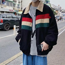 潮流男撞色拼接灯芯绒夹克春秋季宽松复古休闲工装外套HHT64P59，男装夹克，星座1013-5