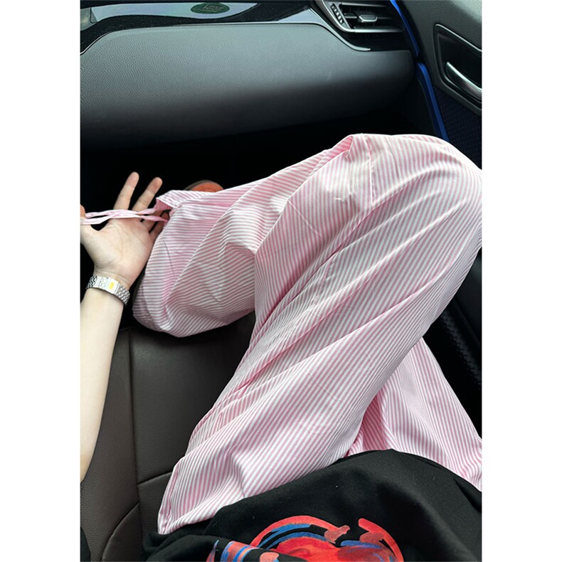 2024年夏季新款港风美式vibe潮流假两件冰丝条纹长裤ZK3595-P38,男装休闲裤,星座313A(原308A-2)