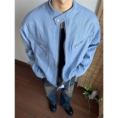 美式重磅水洗夹克男宽松痞帅高级感短款牛仔外套外穿潮JW9333，男装工装外套，星座516A