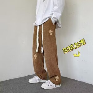 加绒玉米粒休闲裤男2024冬季新款ins宽松长裤K4746-P35-加绒P45图片