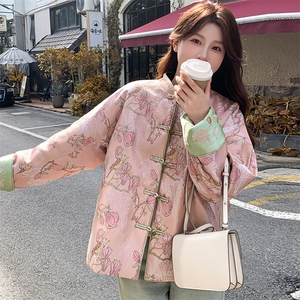 水衣源2607A款新中式提花刺绣短款轻薄羽绒服女图片