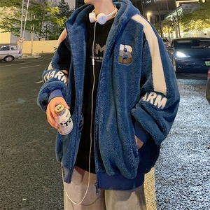 冬装加绒加厚绒里棉衣毛巾绣羊羔绒连帽外套男女 919-P110控价158图片