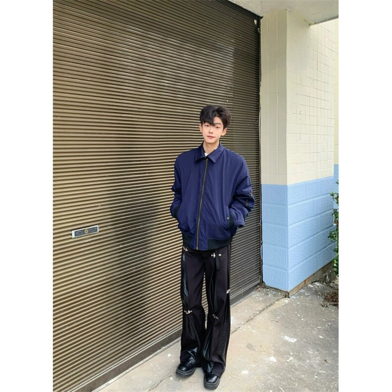 美式复古藏青色飞行员夹克外套短款棒球服男T120-P60,男装夹克,星座1007（原301D）