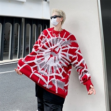 B162-P50美式高街宽松毛衣男秋冬新款蜘蛛提花慵懒风套头针织衫，男装针织衫/毛衣，星座512-6