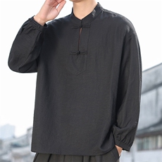 2025春夏棉麻男装新中式唐装风衬衣立领盘扣衬衫亚麻C180-P55，男装衬衫，电商B277(原6028)