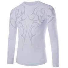 实物拍摄英伦修身长袖T恤霸气纹身速干衣健美衣1812Y117P15，男装T恤，星座1812