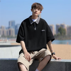 日系短袖polo衫男女潮牌潮流上衣服重磅T恤半袖美式复古FT91-p32图片