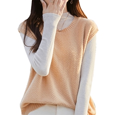2025秋冬新款100%纯羊毛圆领百搭坎肩马甲背心女无袖针织羊绒上衣，女装马甲，冀清阳荣