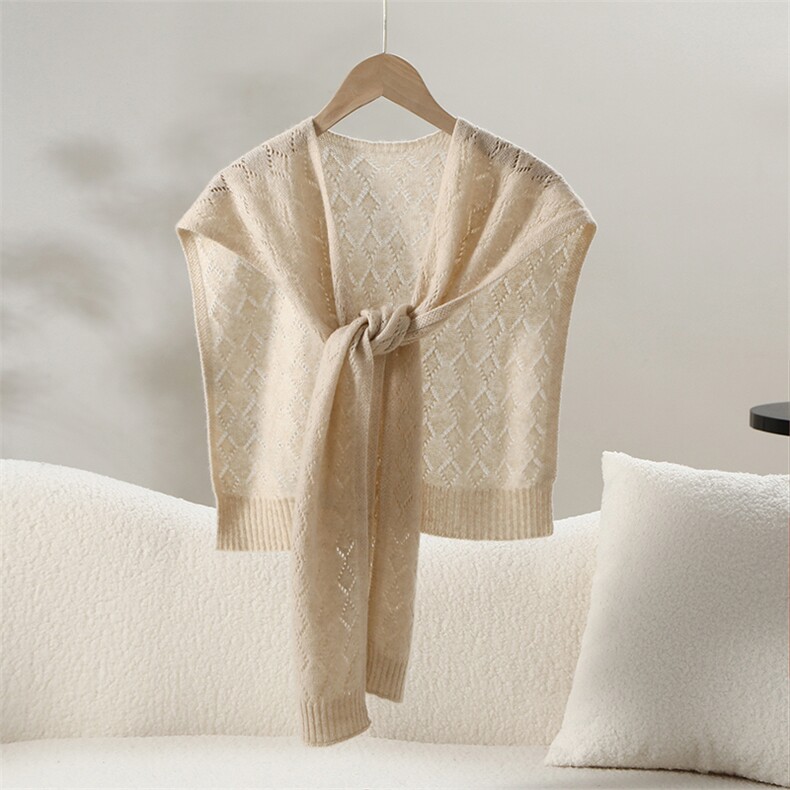 2025年秋季新款百搭女士七针单纱菱形镂空披肩，披肩，名驰羊绒