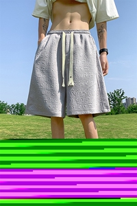提花休闲运动短裤男生宽松潮流百搭夏学生五分裤XZ514-2-1532-P38图片