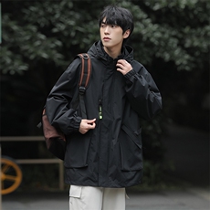 新款连帽冲锋衣夹克男山系户外潮流宽松休闲外套JK2306-P68，男装夹克，星座717